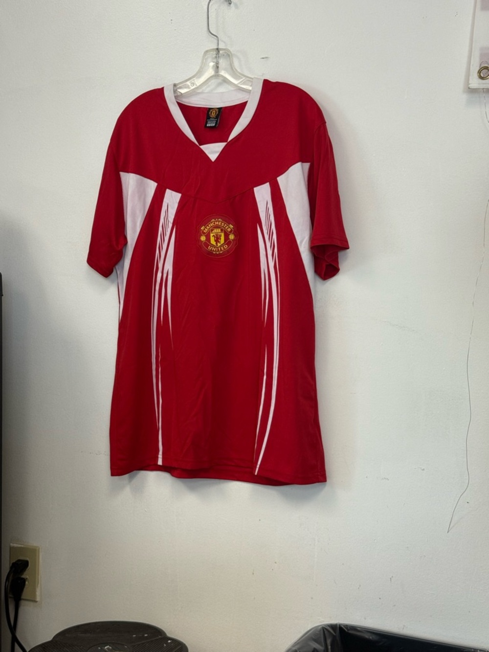 Manchester United Red Soccer Jersey with White Accents